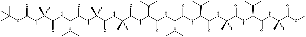 tert-butyloxycarbonyl-aminoisobutyryl-valyl-aminoisobutyryl-aminoisobutyryl-valyl-valyl-valyl-aminoisobutyryl-valyl-aminoisobutyryl methyl ester Struktur