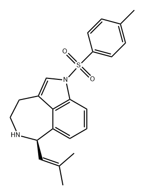 1H-Pyrrolo[4,3,2-ef][2]benzazepine, 3,4,5,6-tetrahydro-1-[(4-methylphenyl)sulfonyl]-6-(2-methyl-1-propen-1-yl)-, (6R)- Struktur