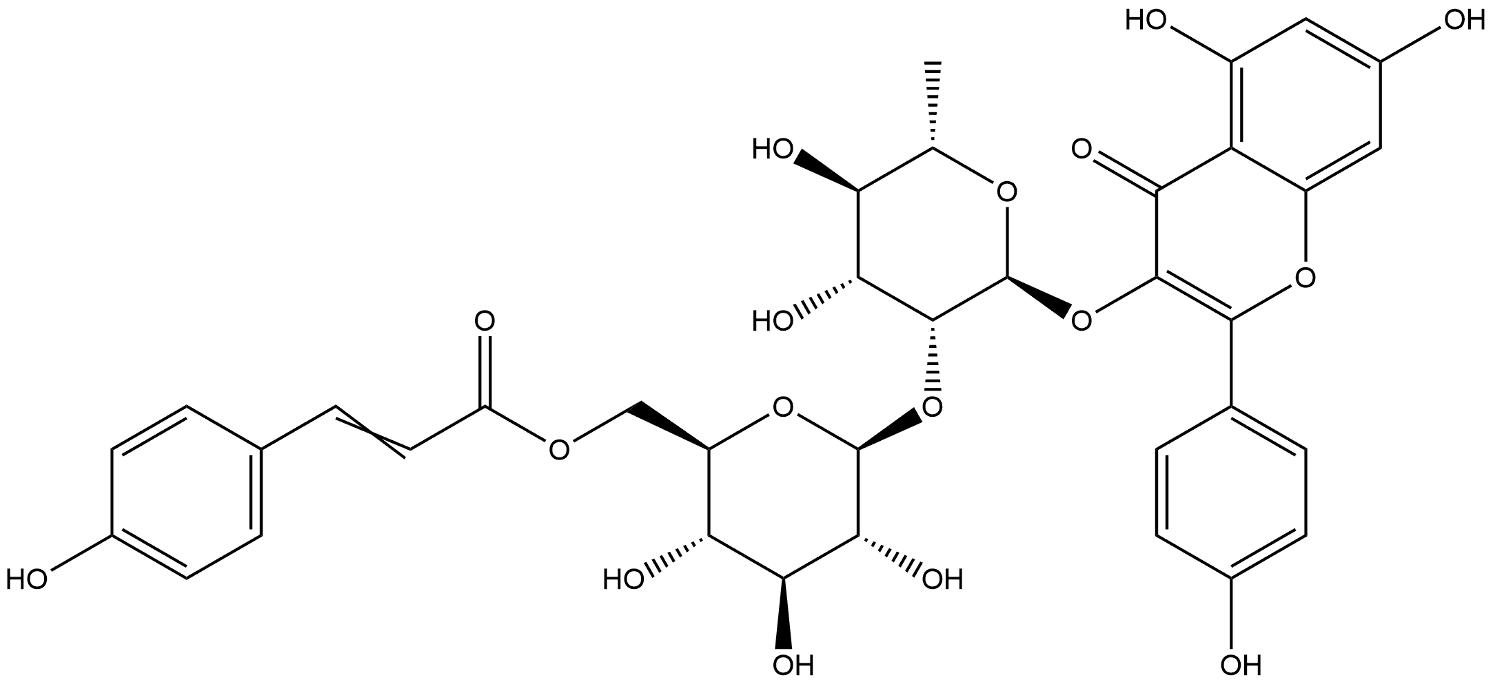 Kaempferol 3-[2''-(p-coumaroylglucosyl)rhamnoside Struktur