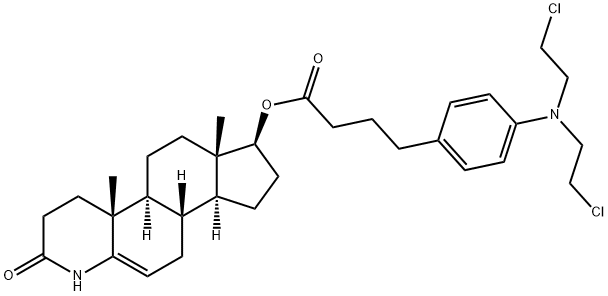 17-hydroxy-4-aza-A-nor-5-androsten-3-one (4-N,N-bis(2-chloroethylamino)phenyl)butyrate Struktur