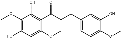 4H-1-Benzopyran-4-one, 2,3-dihydro-5,7-dihydroxy-3-[(3-hydroxy-4-methoxyphenyl)methyl]-6-methoxy- Struktur