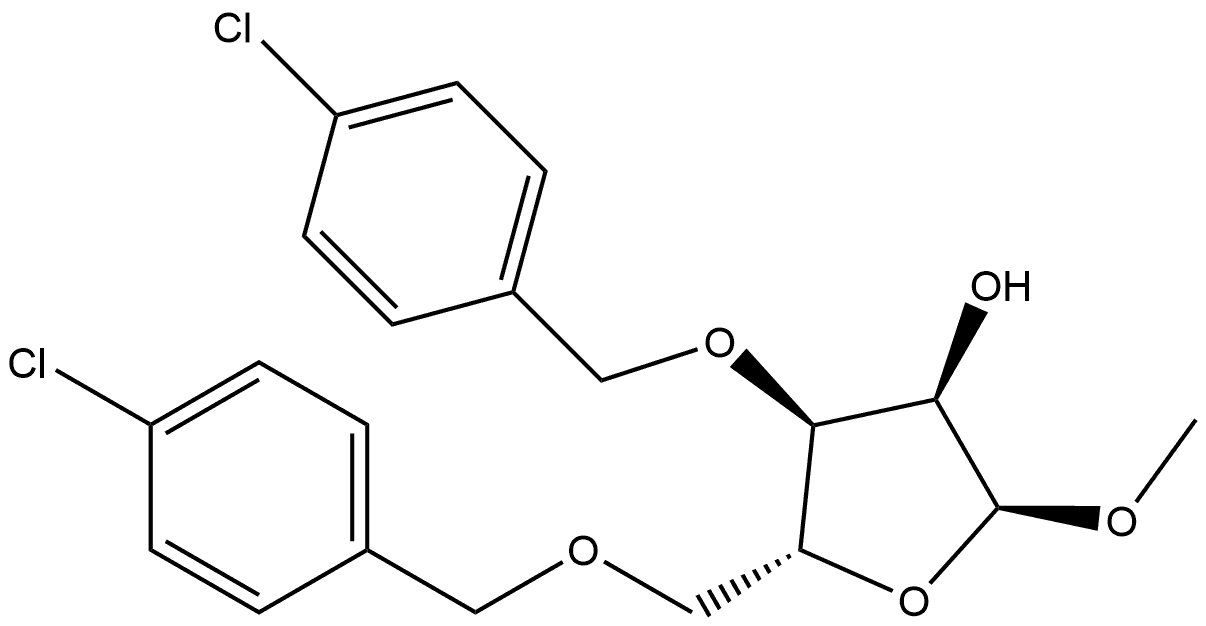 α-D-Ribofuranoside, methyl 3,5-bis-O-[(4-chlorophenyl)methyl]- Struktur