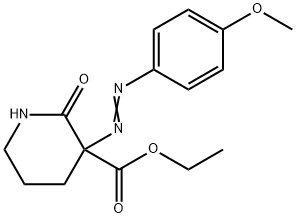 Ethyl 3-[2-(4-methoxyphenyl)diazenyl]-2-oxo-3-piperidinecarboxylate Struktur