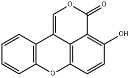 4-Hydroxy-3H-pyrano[3,4,5-kl]xanthen-3-one Struktur