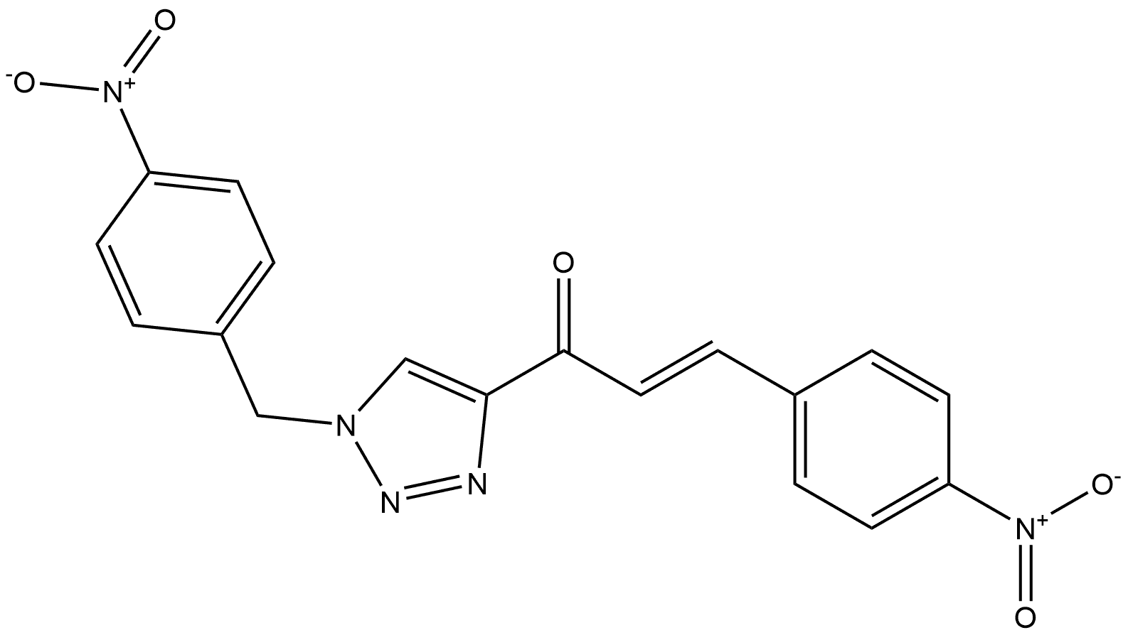 (2E)-3-(4-Nitrophenyl)-1-[1-[(4-nitrophenyl)methyl]-1H-1,2,3-triazol-4-yl]-2-propen-1-one Struktur