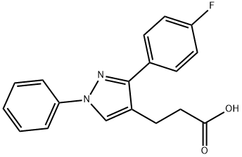 JR-6892, 3-(3-(4-Fluorophenyl)-1-phenyl-1H-pyrazol-4-yl)propanoic acid, 97% Struktur