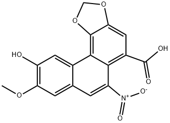 Phenanthro[3,4-d]-1,3-dioxole-5-carboxylic acid, 10-hydroxy-9-methoxy-6-nitro- Struktur