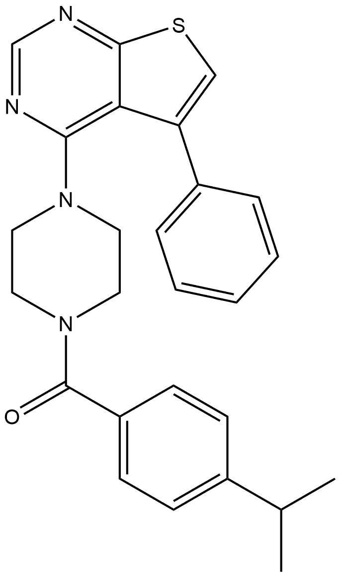 [4-(1-Methylethyl)phenyl][4-(5-phenylthieno[2,3-d]pyrimidin-4-yl)-1-piperazinyl]methanone Struktur