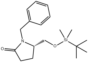 2-Pyrrolidinone, 5-[[[(1,1-dimethylethyl)dimethylsilyl]oxy]methyl]-1-(phenylmethyl)-, (5S)- Struktur