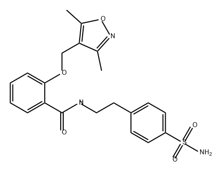 Benzamide, N-[2-[4-(aminosulfonyl)phenyl]ethyl]-2-[(3,5-dimethyl-4-isoxazolyl)methoxy]- Struktur