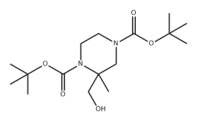 1,4-Piperazinedicarboxylic acid, 2-(hydroxymethyl)-2-methyl-, 1,4-bis(1,1-dimethylethyl) ester Struktur