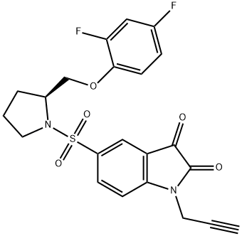 1H-Indole-2,3-dione, 5-[[(2S)-2-[(2,4-difluorophenoxy)methyl]-1-pyrrolidinyl]sulfonyl]-1-(2-propyn-1-yl)- Struktur