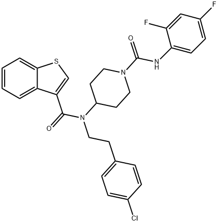 1-Piperidinecarboxamide, 4-[(benzo[b]thien-3-ylcarbonyl)[2-(4-chlorophenyl)ethyl]amino]-N-(2,4-difluorophenyl)- Struktur