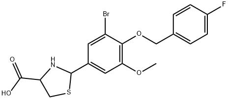 4-Thiazolidinecarboxylic acid, 2-[3-bromo-4-[(4-fluorophenyl)methoxy]-5-methoxyphenyl]- Struktur