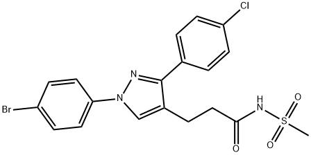 1H-Pyrazole-4-propanamide, 1-(4-bromophenyl)-3-(4-chlorophenyl)-N-(methylsulfonyl)- Struktur