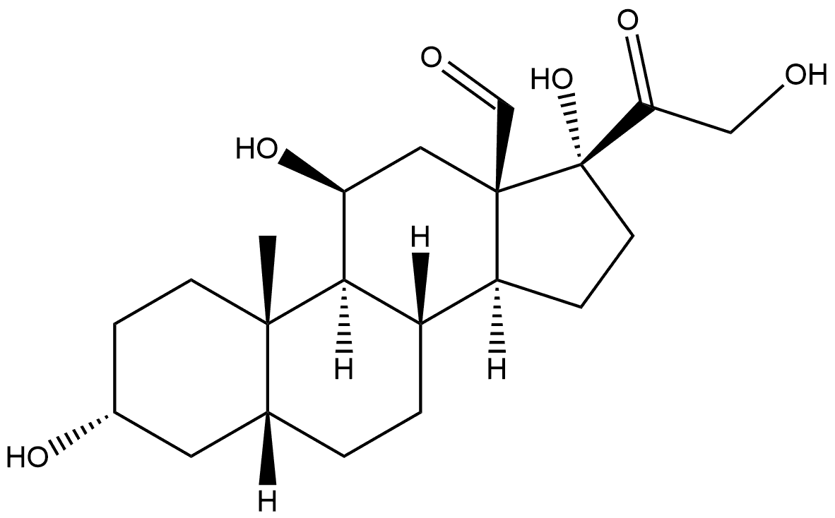 (3α,5β,11β)-3,11,17,21-Tetrahydroxy-20-oxopregnan-18-al Struktur