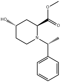 2-Piperidinecarboxylic acid, 4-hydroxy-1-[(1R)-1-phenylethyl]-, methyl ester, (2S,4S)- Struktur