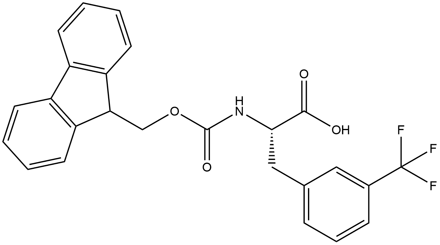 2-((((9H-fluoren-9-yl)methoxy)carbonyl)amino)-3-(3-(trifluoromethyl)phenyl)propanoic acid Struktur