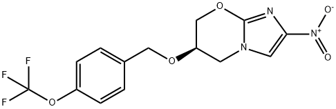 5H-Imidazo[2,1-b][1,3]oxazine, 6,7-dihydro-2-nitro-6-[[4-(trifluoromethoxy)phenyl]methoxy]-, (6R)- Struktur