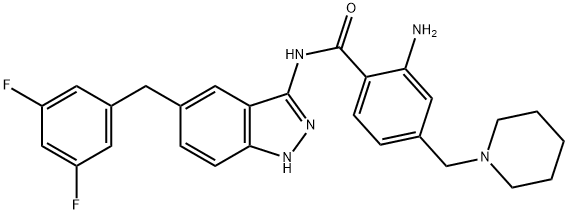 Benzamide, 2-amino-N-[5-[(3,5-difluorophenyl)methyl]-1H-indazol-3-yl]-4-(1-piperidinylmethyl)- Struktur