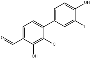 [1,1'-Biphenyl]-4-carboxaldehyde, 2-chloro-3'-fluoro-3,4'-dihydroxy- Struktur