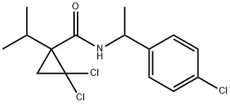 Cyclopropanecarboxamide, 2,2-dichloro-N-[1-(4-chlorophenyl)ethyl]-1-(1-methylethyl)- Struktur