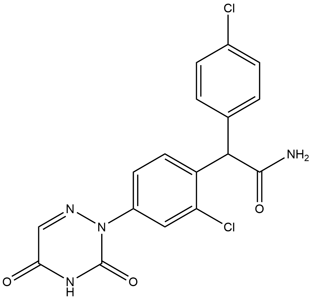 Benzeneacetamide, 2-chloro-α-(4-chlorophenyl)-4-(4,5-dihydro-3,5-dioxo-1,2,4-triazin-2(3H)-yl)- Struktur