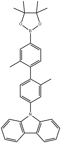 9-(2,2'-dimethyl-4'-(4,4,5,5-tetramethyl-1,3,2-dioxaborolan-2-yl)biphenyl-4-yl)-9H-carbazole Struktur