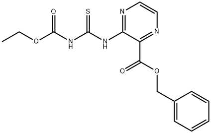 2-Pyrazinecarboxylic acid, 3-[[[(ethoxycarbonyl)amino]thioxomethyl]amino]-, phenylmethyl ester