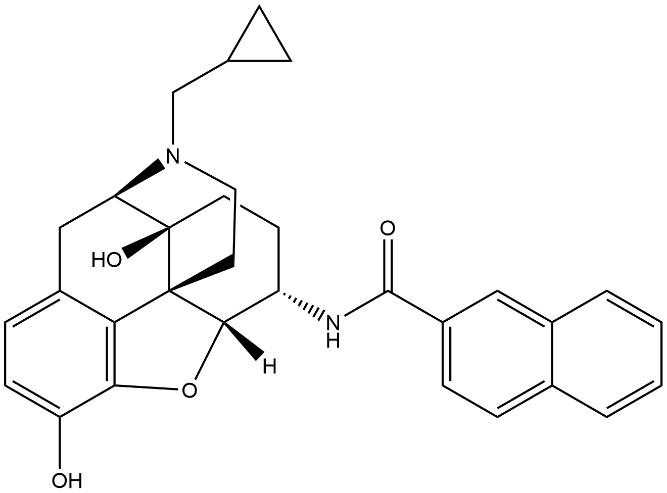 2-Naphthalenecarboxamide, N-[(5α,6β)-17-(cyclopropylmethyl)-4,5-epoxy-3,14-dihydroxymorphinan-6-yl]- Struktur