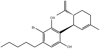 1,3-Benzenediol, 4-bromo-2-[(1R,6R)-3-methyl-6-(1-methylethenyl)-2-cyclohexen-1-yl]-5-pentyl- Struktur