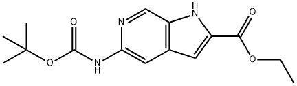 ethyl 5-{[(tert-butoxy)carbonyl]amino}-1H-pyrrolo[2,3-c]pyridine-2-carboxylate Struktur