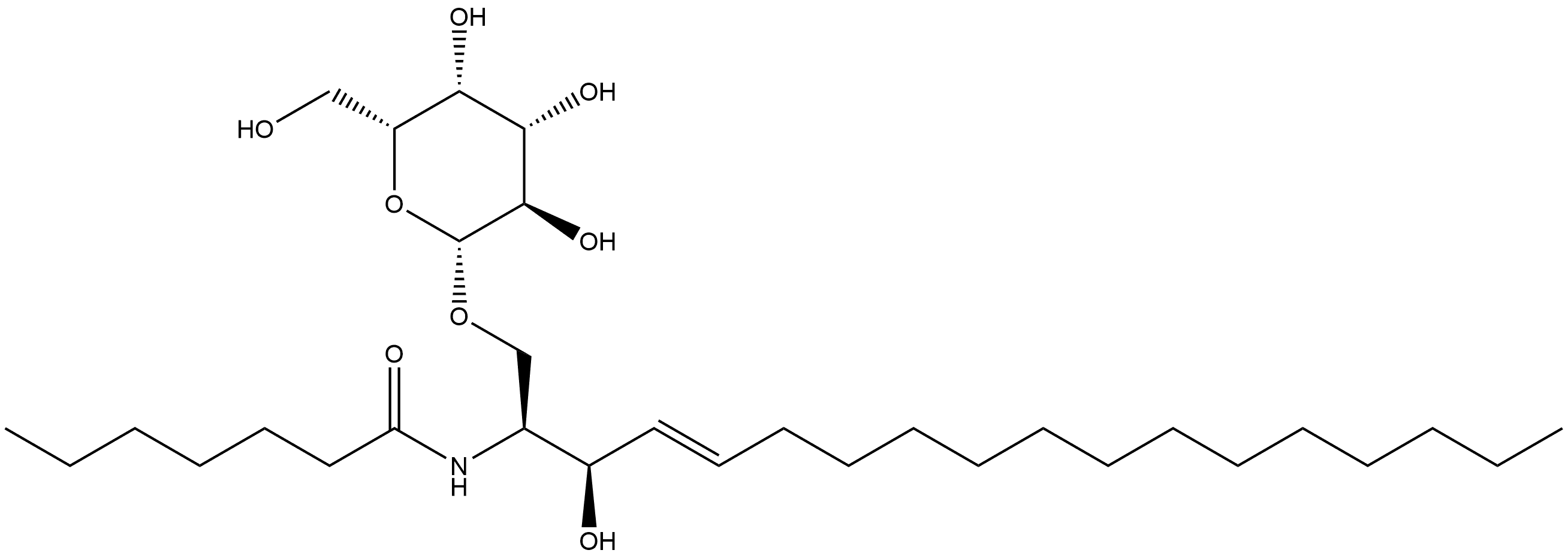 Heptanamide, N-[(1S,2R,3E)-1-[(β-D-galactopyranosyloxy)methyl]-2-hydroxy-3-heptadecen-1-yl]- Struktur