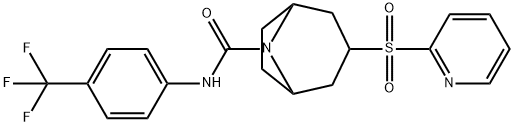 8-Azabicyclo[3.2.1]octane-8-carboxamide, 3-(2-pyridinylsulfonyl)-N-[4-(trifluoromethyl)phenyl]- Struktur