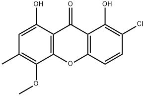 9H-Xanthen-9-one, 2-chloro-1,8-dihydroxy-5-methoxy-6-methyl- Struktur