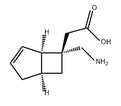 Bicyclo[3.2.0]hept-3-ene-6-acetic acid, 6-(aminomethyl)-, (1R,5S,6S)- Struktur