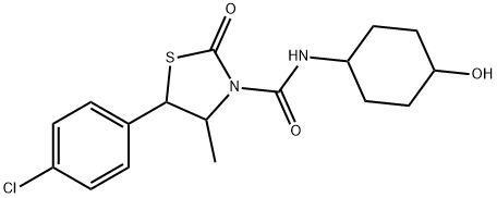 3-Thiazolidinecarboxamide, 5-(4-chlorophenyl)-N-(4-hydroxycyclohexyl)-4-methyl-2-oxo- Struktur