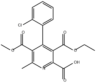 2,3,5-Pyridinetricarboxylic acid, 4-(2-chlorophenyl)-6-methyl-, 3-ethyl 5-methyl ester Struktur