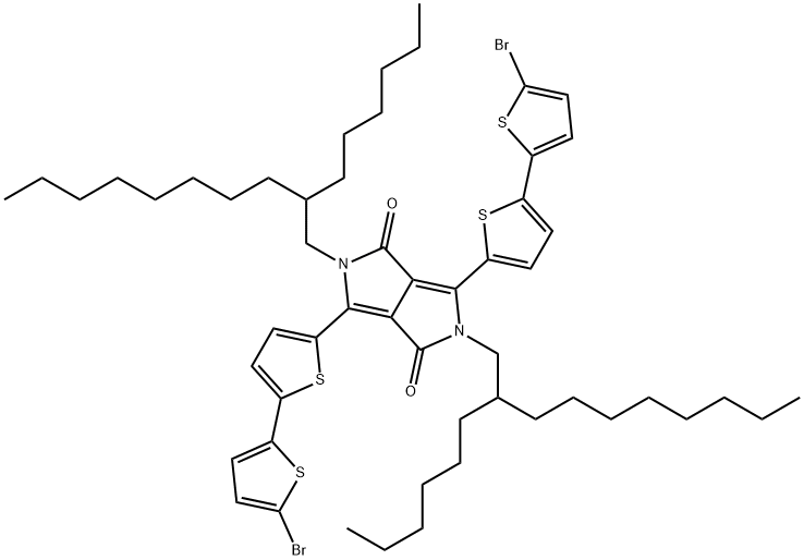 3,6-Bis(5'-bromo-2,2'-bithiophen-5-yl)-2,5-bis(2-hexyldecyl)pyrrolo[3,4-c ]pyrrole-1,4(2H ,5H )-dione Struktur