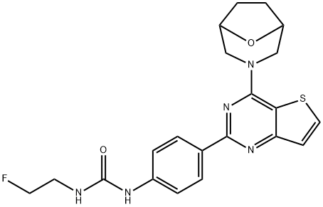 Urea, N-(2-fluoroethyl)-N'-[4-[4-(8-oxa-3-azabicyclo[3.2.1]oct-3-yl)thieno[3,2-d]pyrimidin-2-yl]phenyl]- Struktur