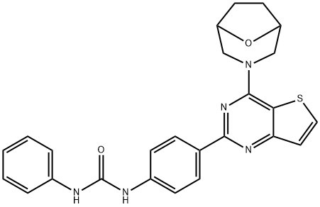 Urea, N-[4-[4-(8-oxa-3-azabicyclo[3.2.1]oct-3-yl)thieno[3,2-d]pyrimidin-2-yl]phenyl]-N'-phenyl- Struktur