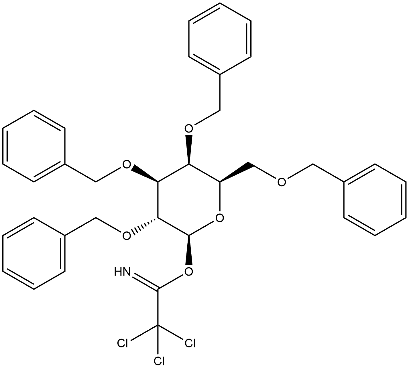 2,3,4,6-Tetra-O-benzyl-1-O-trichloroacetimidoyl-β-D-galactopyranose Struktur