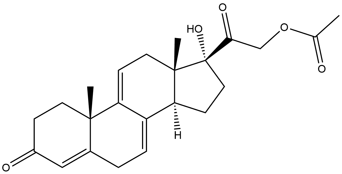 Pregna-4,7,9(11)-triene-3,20-dione, 17,21-dihydroxy-, 21-acetate Struktur