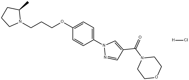 Methanone, [1-[4-[3-[(2R)-2-methyl-1-pyrrolidinyl]propoxy]phenyl]-1H-pyrazol-4-yl]-4-morpholinyl-, hydrochloride (1:1) Struktur