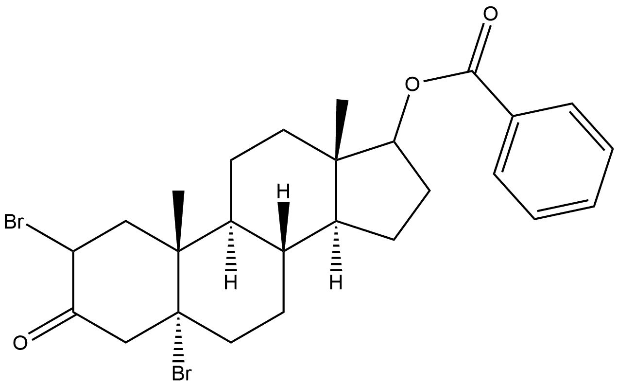 5α-Androstan-3-one, 2,5-dibromo-17-hydroxy-, benzoate (6CI) Struktur