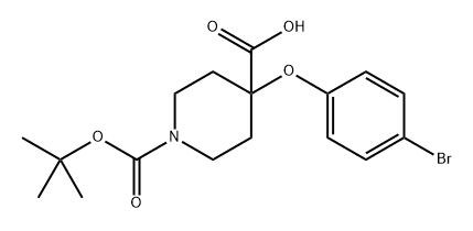 1,4-Piperidinedicarboxylic acid, 4-(4-bromophenoxy)-, 1-(1,1-dimethylethyl) ester Struktur