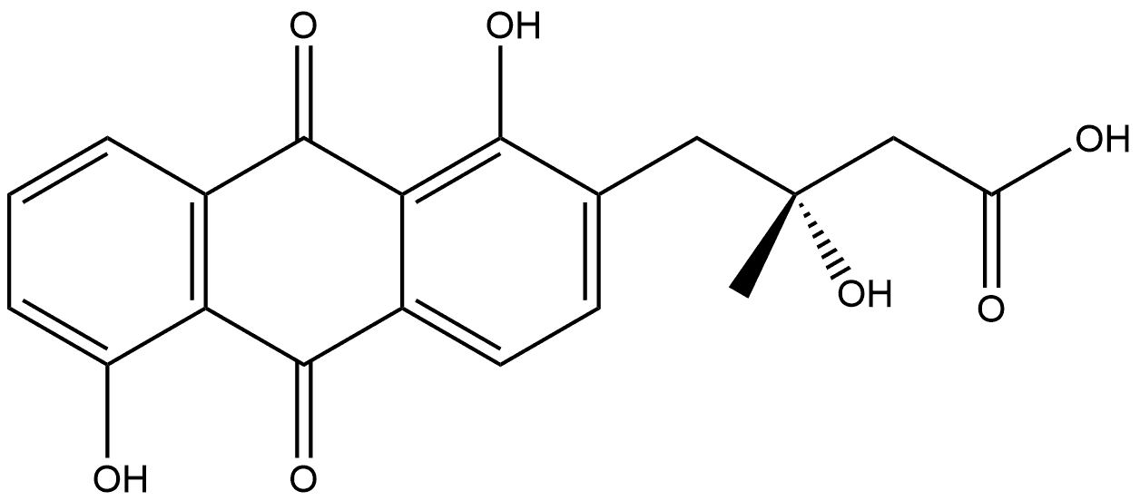 2-Anthracenebutanoic acid, 9,10-dihydro-β,1,5-trihydroxy-β-methyl-9,10-dioxo-, (βR)- Struktur