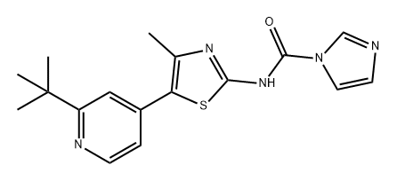 1H-Imidazole-1-carboxamide, N-[5-[2-(1,1-dimethylethyl)-4-pyridinyl]-4-methyl-2-thiazolyl]- Struktur