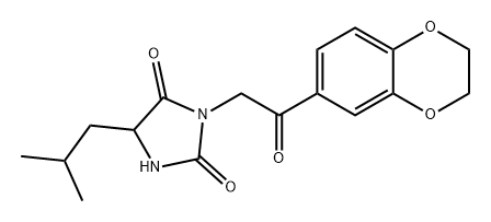 2,4-Imidazolidinedione, 3-[2-(2,3-dihydro-1,4-benzodioxin-6-yl)-2-oxoethyl]-5-(2-methylpropyl)- Struktur