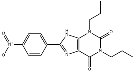 1H-Purine-2,6-dione, 3,9-dihydro-8-(4-nitrophenyl)-1,3-dipropyl- Struktur